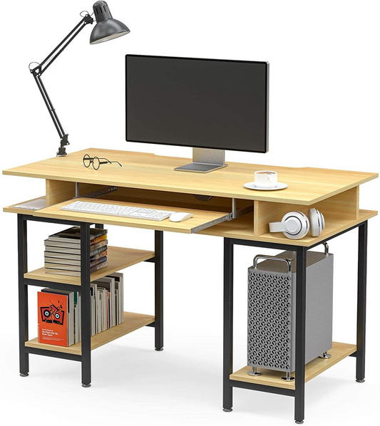 Geeko Study Writing Computer Desk with Keyboard Tray/Shelves