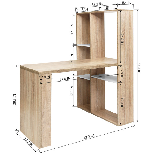 2 in 1 Computer Desk/ L-shape Desktop with Shelves