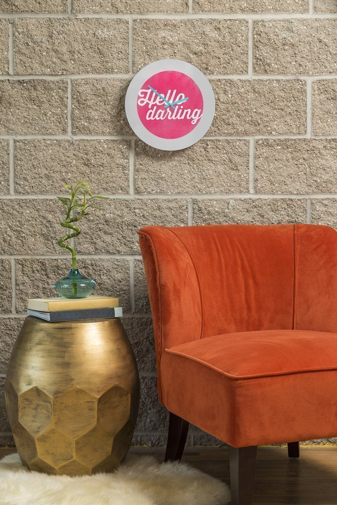 Hello Darling Wall Clock, Pink and White