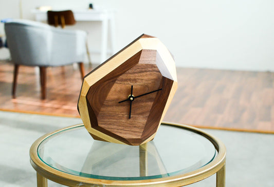 Wooden Geometric Wall & Table Clock